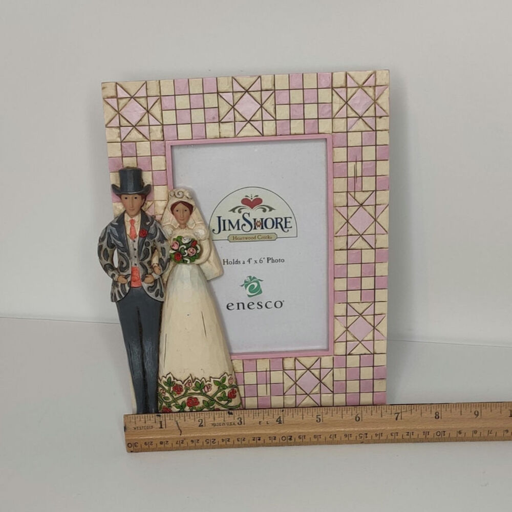 Jim Shore Pink and Cream Wedding Couple Picture Frame - Picture 10 of 16